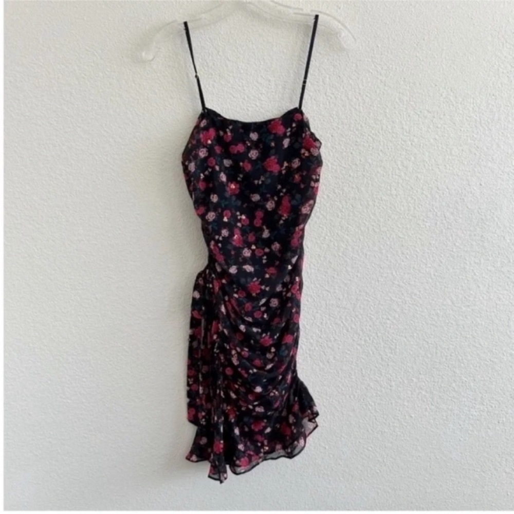 For Love & Lemons Hawn Ruched Floral Ruffle Mini Dress - Picture 2 of 10